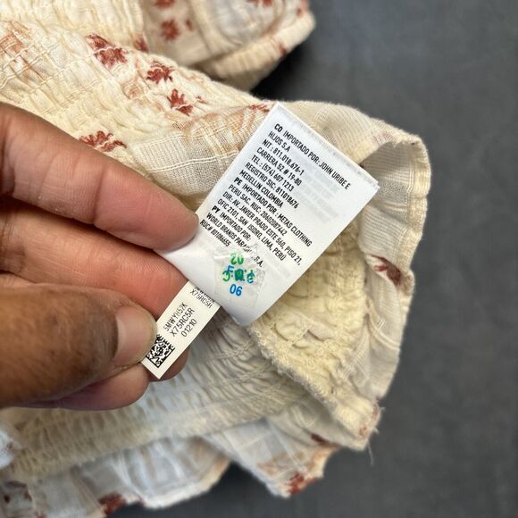 American Eagle Off Shoulder Top Y2K Large Ruffle Sleeve Crop Ruch Floral Boho - Picture 10 of 10